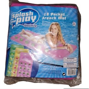 Splash & Play 18 Pocket French Style Air Mattress Swimming Pool Float Pink NEW